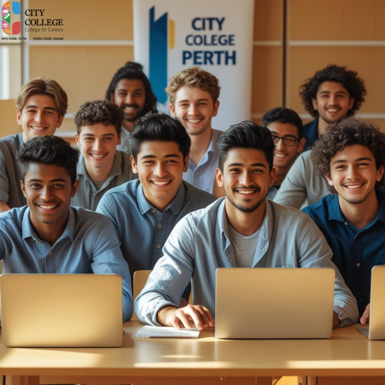 international students studying at City College Perth classroom