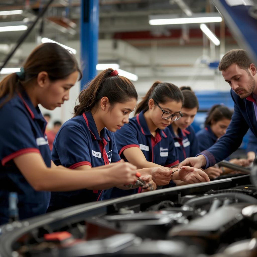 International students learning hands-on trade skills at City College Perth