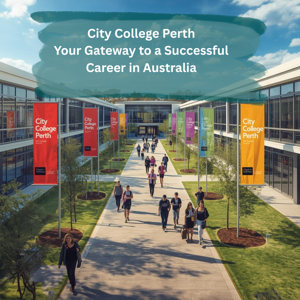Students walking at City College Perth campus with classrooms and sunny surroundings