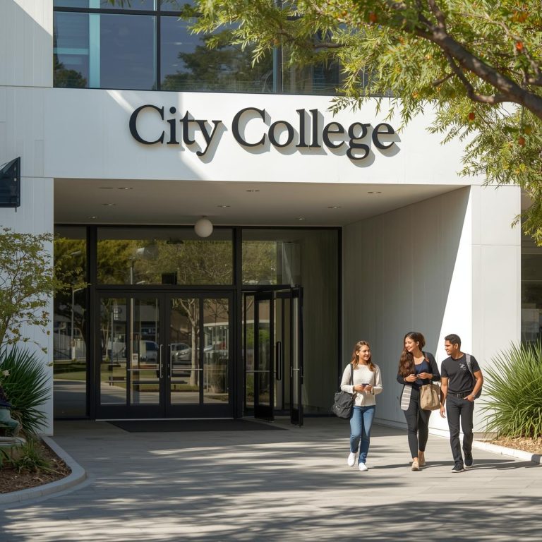 City College Perth building with a clean entrance, small modern campus.