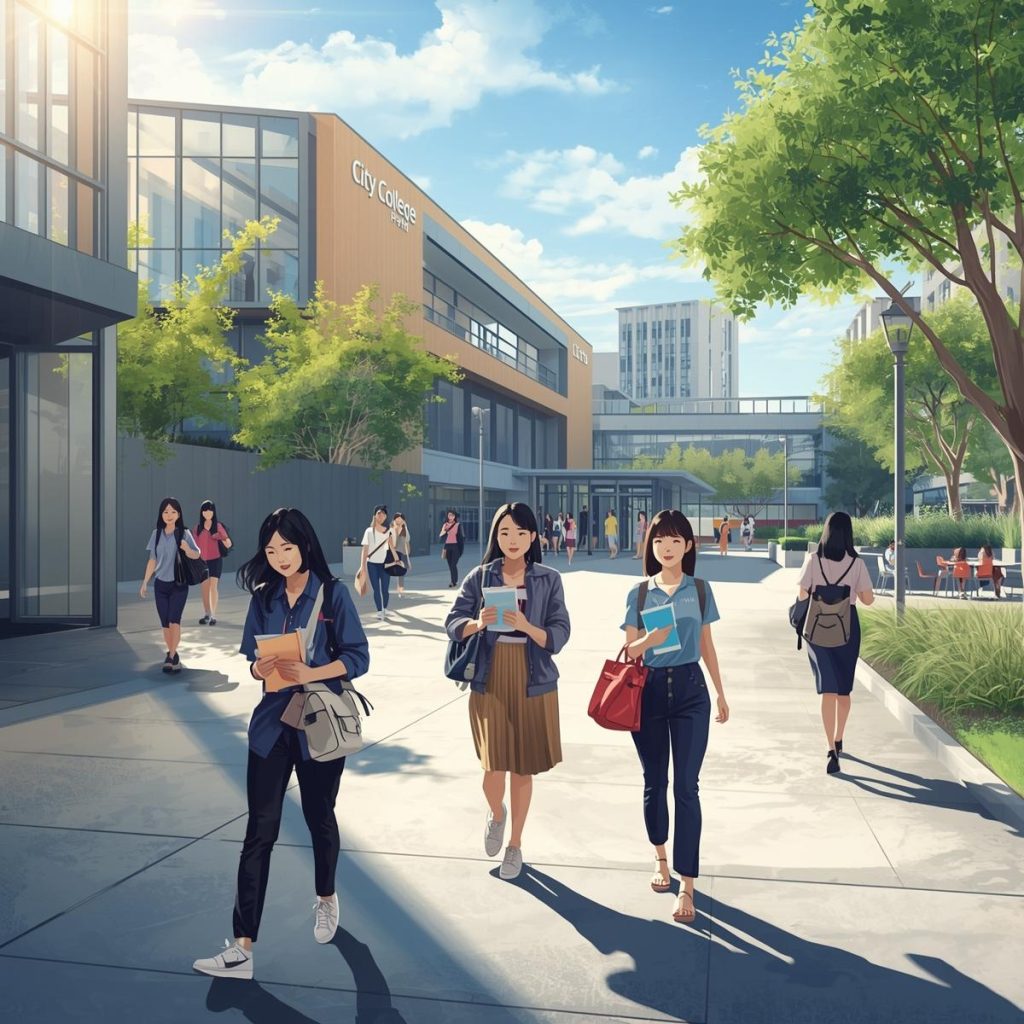 City College Perth campus with students walking