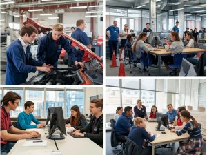 Students learning automotive, IT, and leadership skills at City College Perth