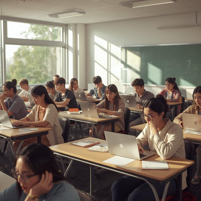 A bright and realistic classroom at City College Perth, showing diverse